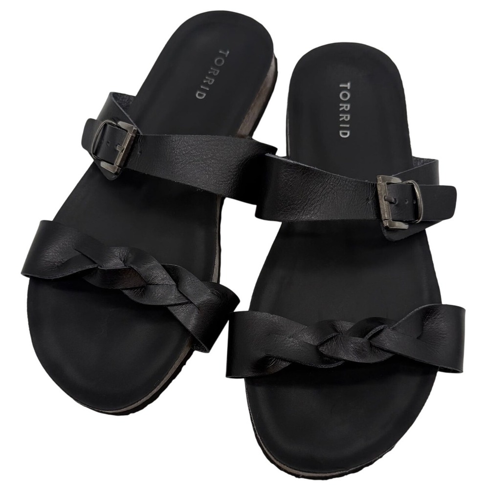 torrid Black Braided Strap Slide Sandals